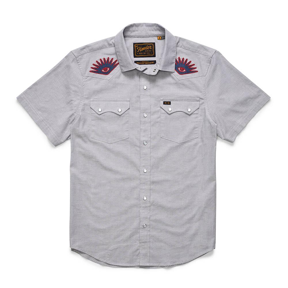 Howler Brothers Crosscut Deluxe Snapshirt Men's in High Times Light Grey